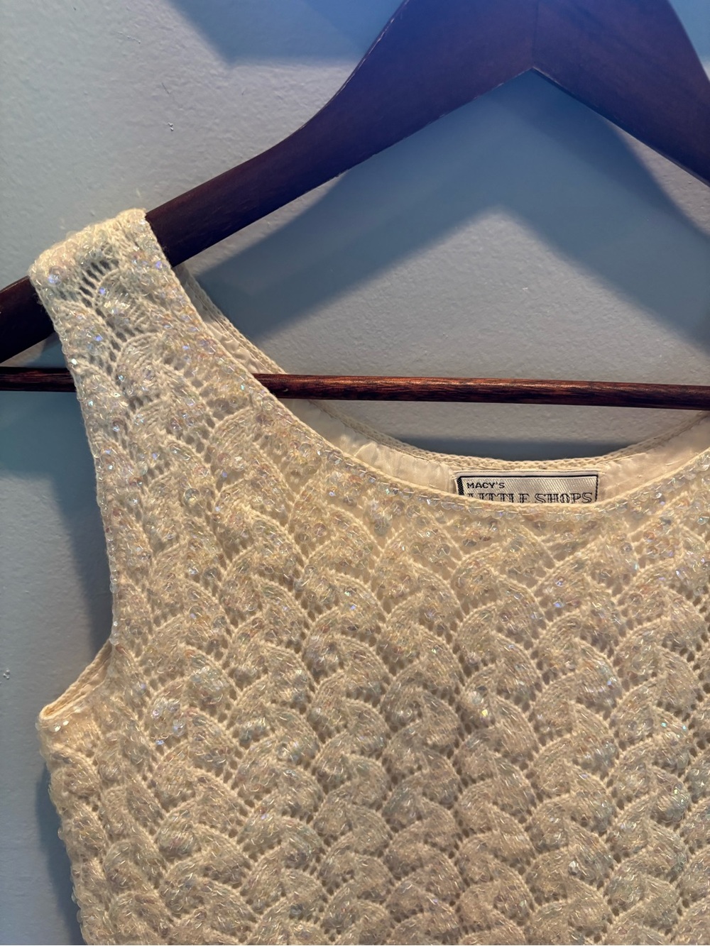 Vintage Macy’s- Womens Sleeveless Textured Knit Tank Top - Cream - Picture 2 of 4